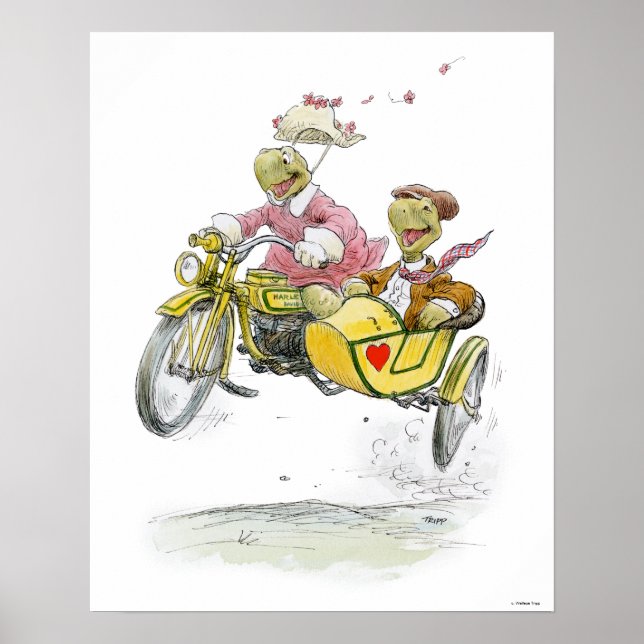 Motorradschildkröten drucken poster (Vorne)