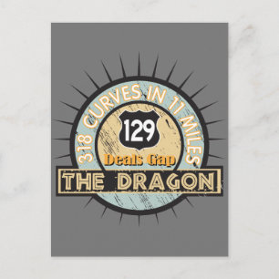 Motorradstraße - der Drache geht die Lücke Postkarte