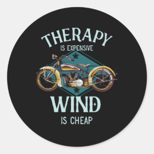 Motorradtherapie Wind Vintag Biker Geschenk Runder Aufkleber
