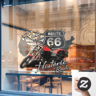 Motorradtour Historische Route 66 Business Shop Fensteraufkleber