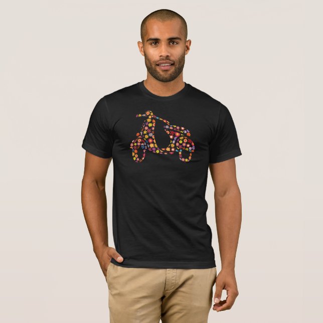 Motorroller Blumenmuster T-Shirt (Vorne ganz)