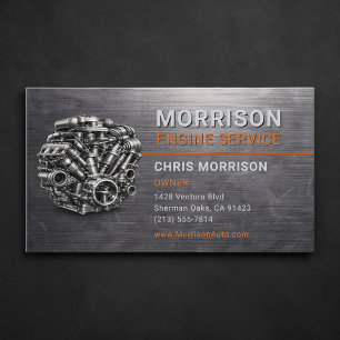 Motorservice Auto Motor Metallisch Visitenkarte