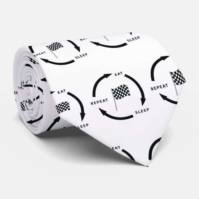 Motorsport aß Sleep Wiederholung Sportfan Sprichwo Krawatte (Gerollt)