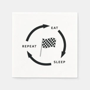 Motorsport Essen Schlafen Wiederholen Sprüche für  Serviette