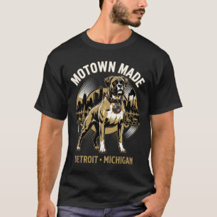 Motown Made Detroit Boxer-Hund Arbeit & Musik Stol T-Shirt
