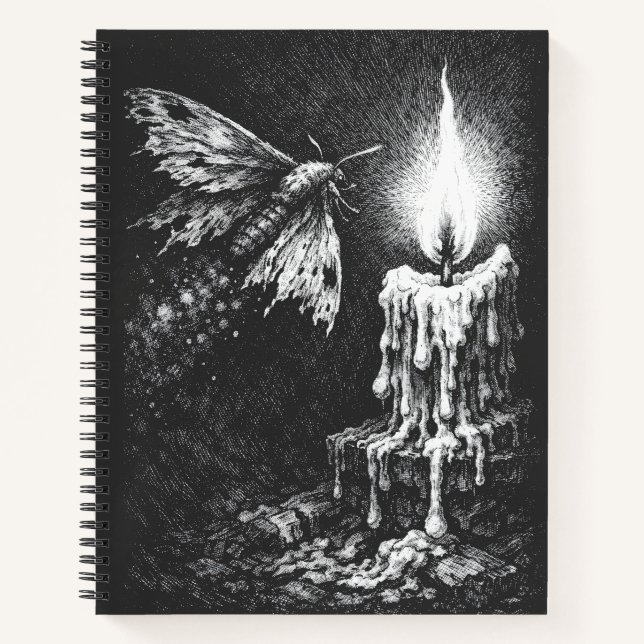 Motte zur Flamme — von BurnsInHell Notizbuch (Vorderseite)