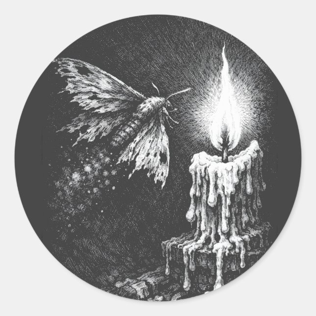 Motte zur Flamme — von BurnsInHell Runder Aufkleber (Vorderseite)