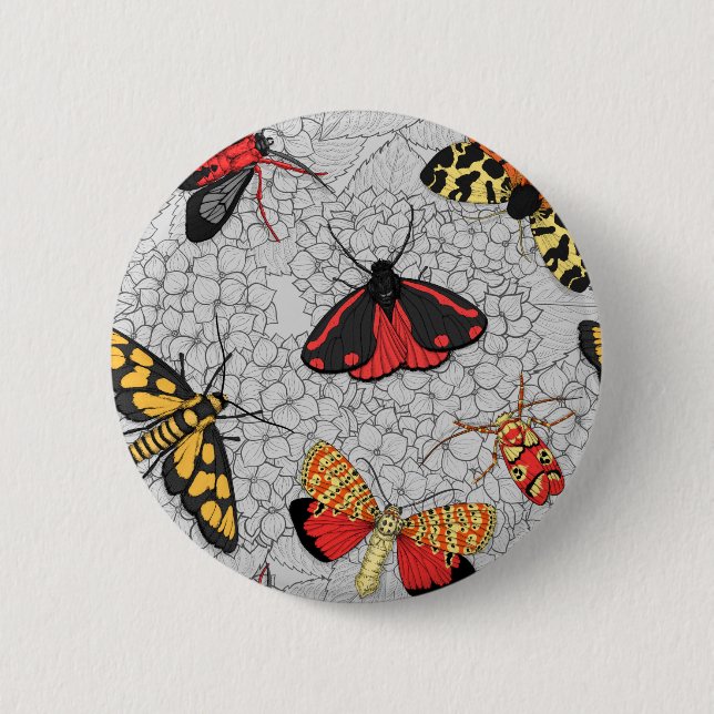 Motten an Hortensie Button (Vorderseite)