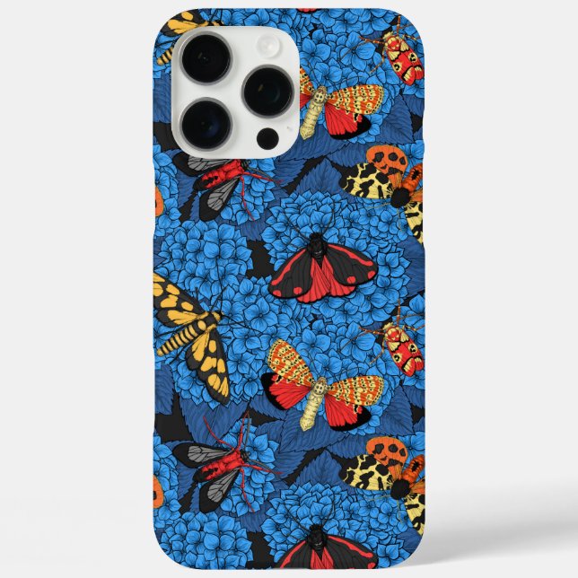 Motten auf blauem Hydrangea Case-Mate iPhone Hülle (Rückseite)