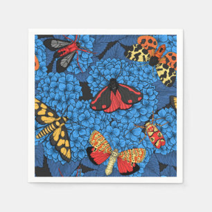 Motten auf blauem Hydrangea Serviette