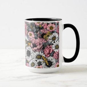 Motten auf der Blume mischen in Rosa und Grau Tasse