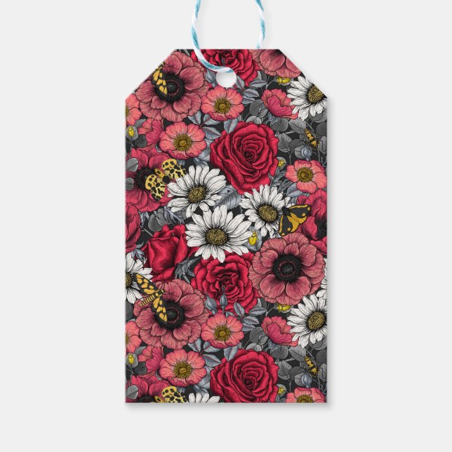 Motten auf der Blume mischen in Rot und Grau Geschenkanhänger (Vorderseite)