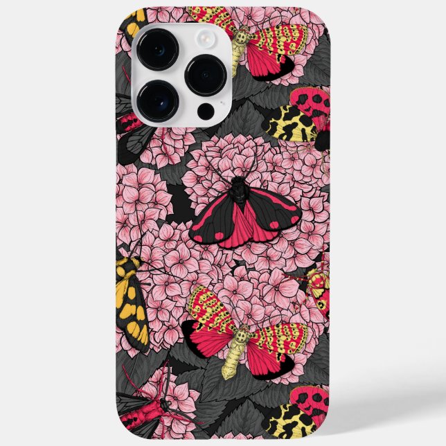 Motten auf rosa Hydrangea Case-Mate iPhone Hülle (Rückseite)