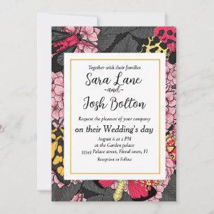 Motten auf rosa Hydrangea Einladung