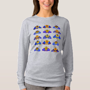 Motten in blau, goldgelb und braun T-Shirt
