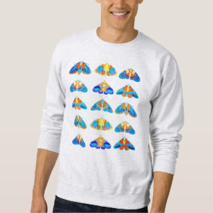 Motten in Dunkelblau, Orange und Türkis Sweatshirt