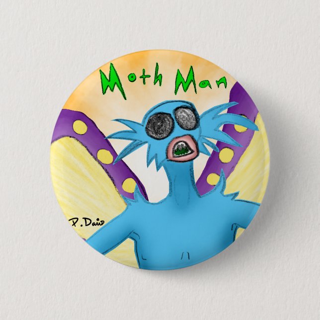 Motten-Mann-Knopf Button (Vorderseite)