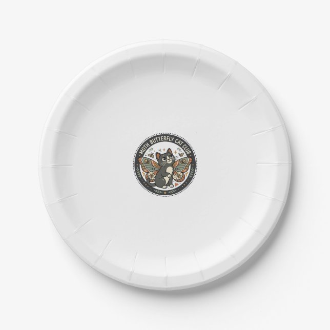 Motten Schmetterling Katze POD Vektor Kunst - Mott Pappteller (Vorderseite)