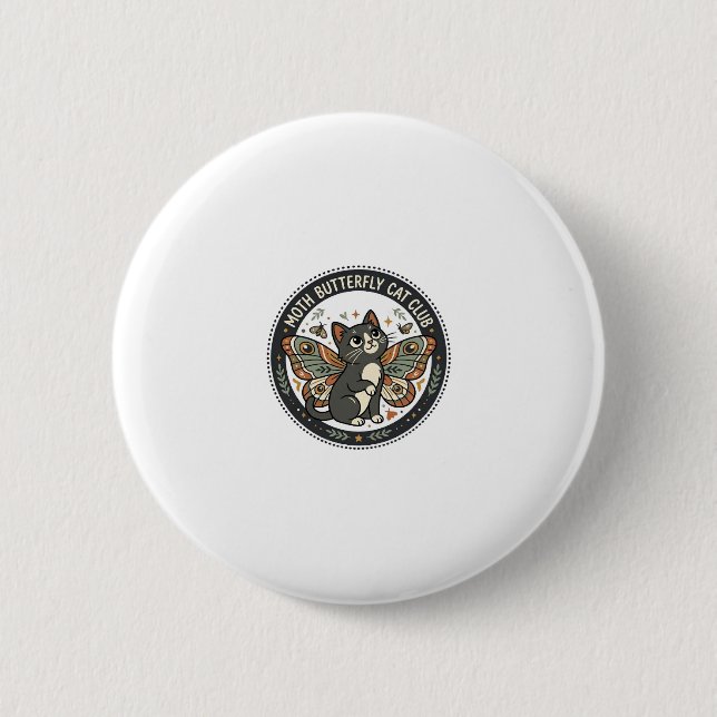 Motten Schmetterling Katze POD Vektorkunst - Motte Button (Vorderseite)