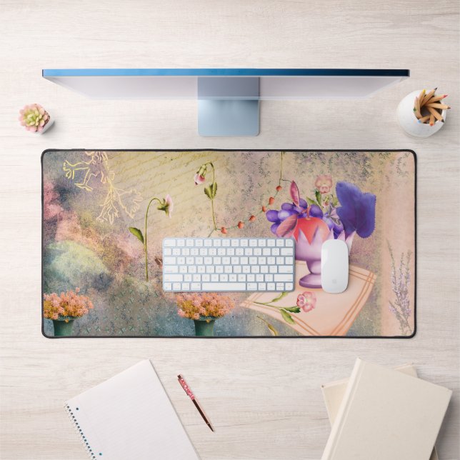 Motten, Stiefmütterchen und Obstschale Schreibtischunterlage (Büro 1)