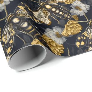 Motten und Marigolds Gelb und Schwarz Gothic Geschenkpapier