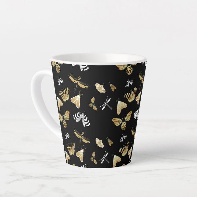 Mottenschmetterlingsmuster Latte-Tasse Milchtasse (Linke Ecke)