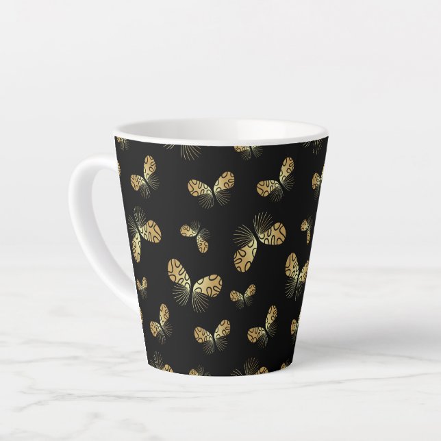 Mottenschmetterlingsmuster Latte-Tasse Milchtasse (Linke Ecke)