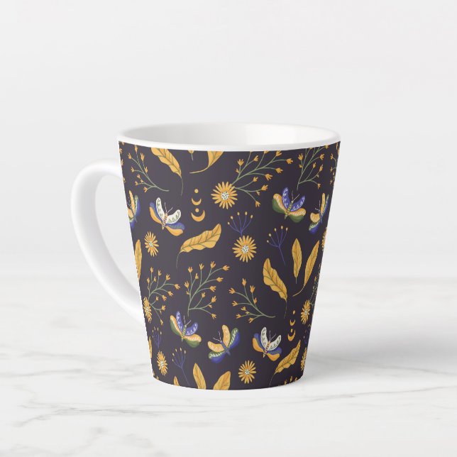 Mottenschmetterlingsmuster Latte-Tasse Milchtasse (Linke Ecke)