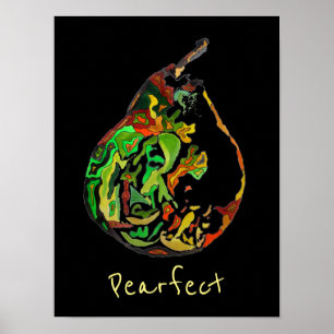 Motto Birnfrüchte Pop Kunst Aquarell Poster