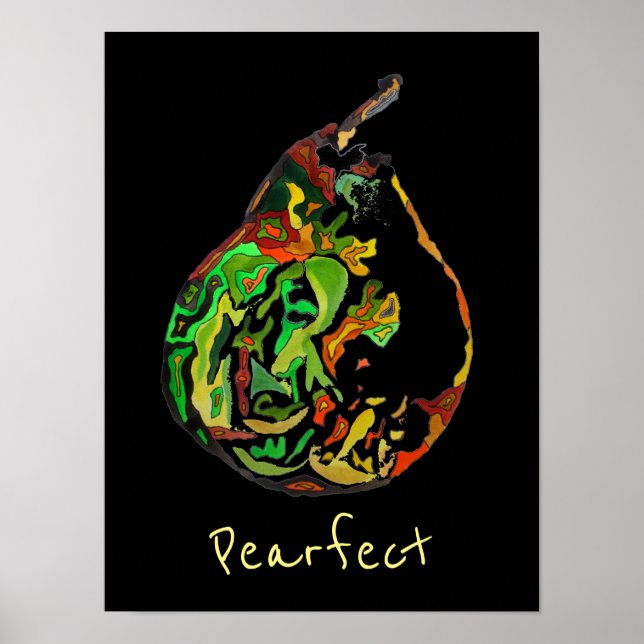 Motto Birnfrüchte Pop Kunst Aquarell Poster (Vorne)