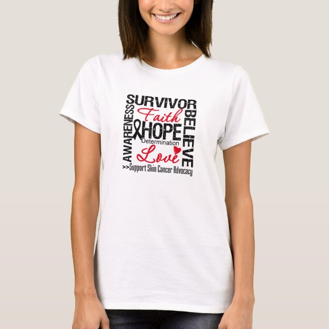 Motto "Überlebende von Hautkrebs" T-Shirt (Vorderseite)