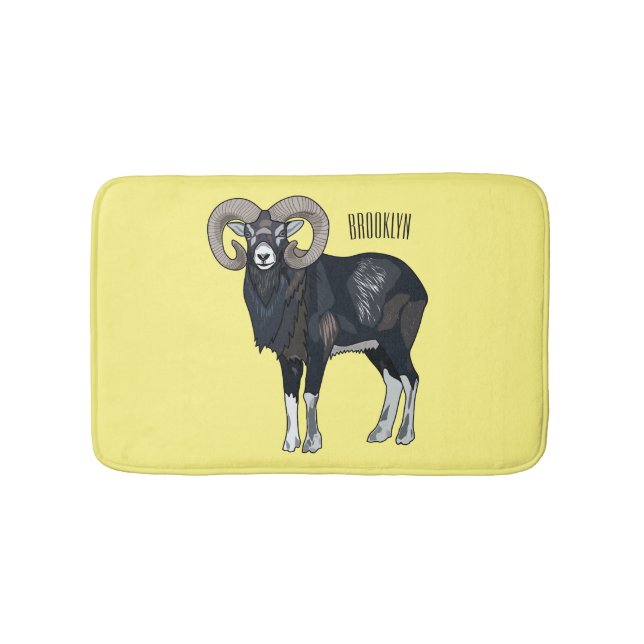 Mouflon-Cartoon Badematte (Vorderseite)