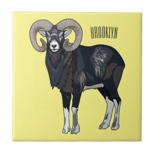 Mouflon-Cartoon Fliese