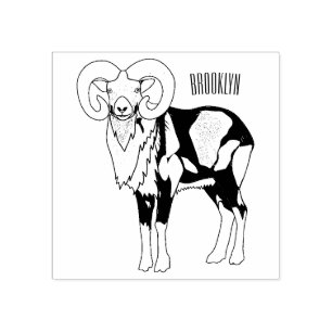 Mouflon-Cartoon Gummistempel