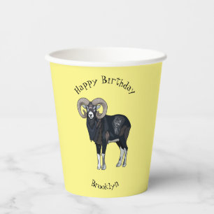 Mouflon-Cartoon Pappbecher