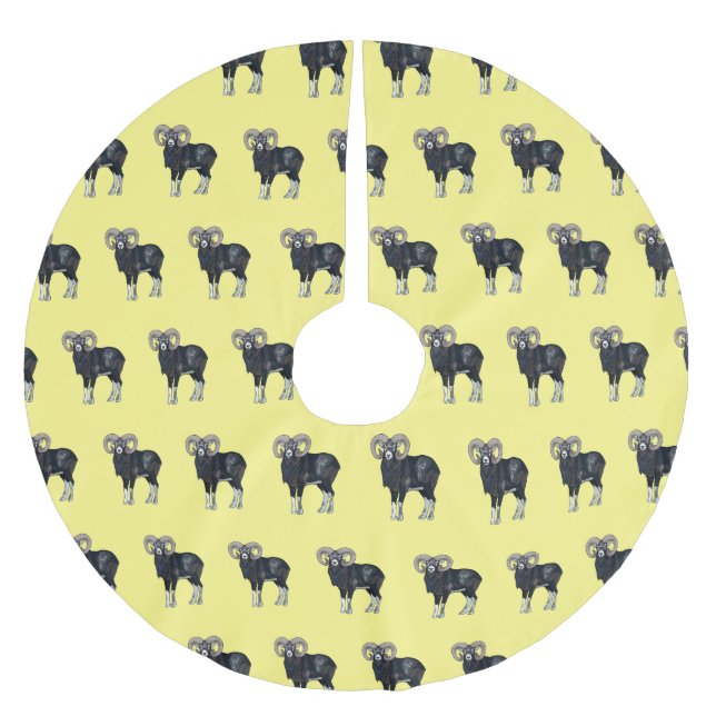 Mouflon-Cartoon Polyester Weihnachtsbaumdecke (Vorderseite)
