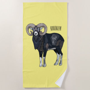 Mouflon-Cartoon Strandtuch