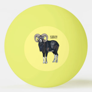 Mouflon-Cartoon Tischtennisball