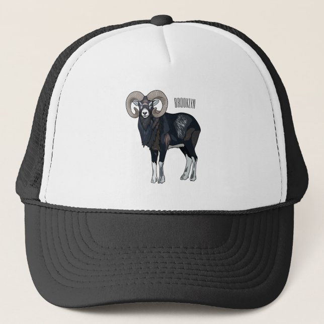 Mouflon-Cartoon Truckerkappe (Vorderseite)