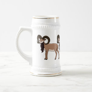 Mouflon-Ziegenbild Bierglas