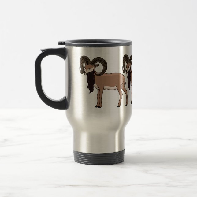 Mouflon-Ziegenbild Reisebecher (Links)