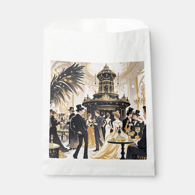 Moulin rouge Stil, schwarz und gold, Reich Luxus Geschenktütchen (Vorderseite)