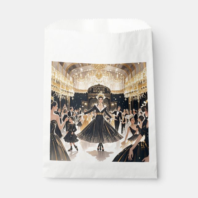 Moulin rouge Stil, schwarz und gold, Reich Luxus Geschenktütchen (Vorderseite)