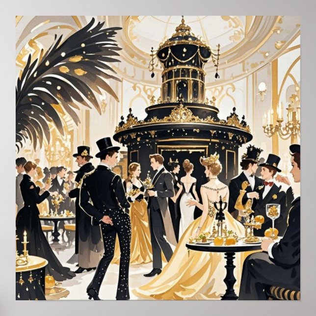 Moulin rouge Stil, schwarz und gold, Reich Luxus Poster (Vorne)