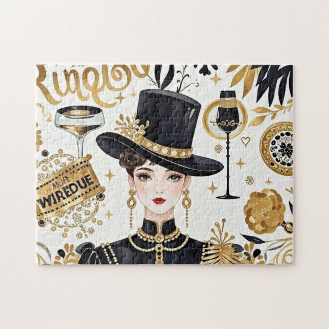 Moulin rouge Stil, schwarz und gold, Reich Luxus Puzzle (Horizontal)