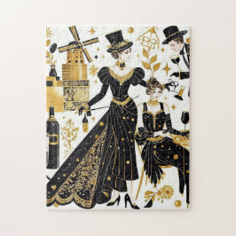 Moulin rouge Stil, schwarz und gold, Reich Luxus Puzzle