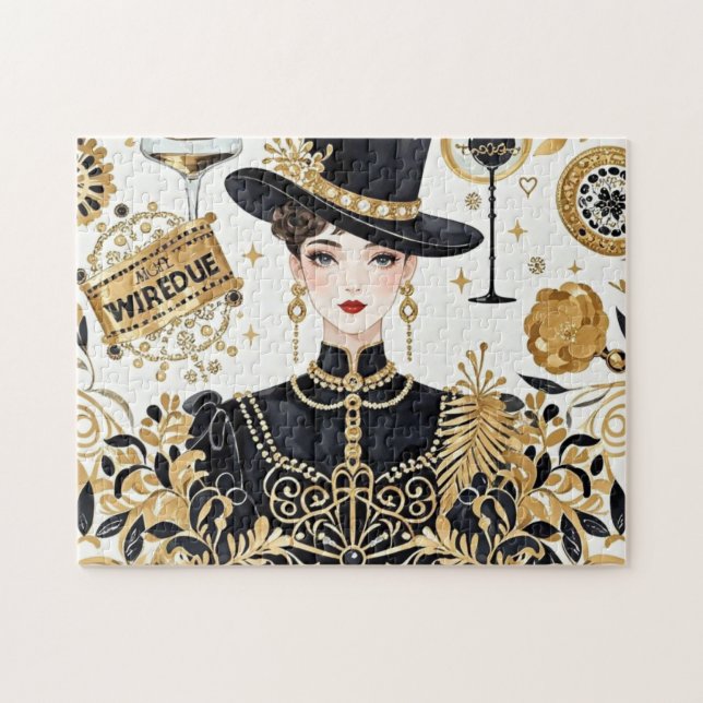 Moulin rouge Stil, schwarz und gold, Reich Luxus Puzzle (Horizontal)