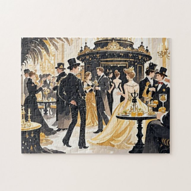 Moulin rouge Stil, schwarz und gold, Reich Luxus Puzzle (Horizontal)