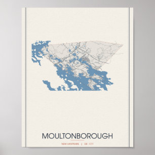 Moultonborough New Hampshire Straßenkarte Poster