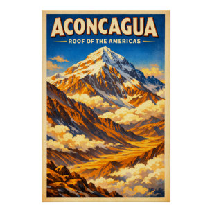 Mount Aconcagua, Argentinien, in klassischem Retro Poster